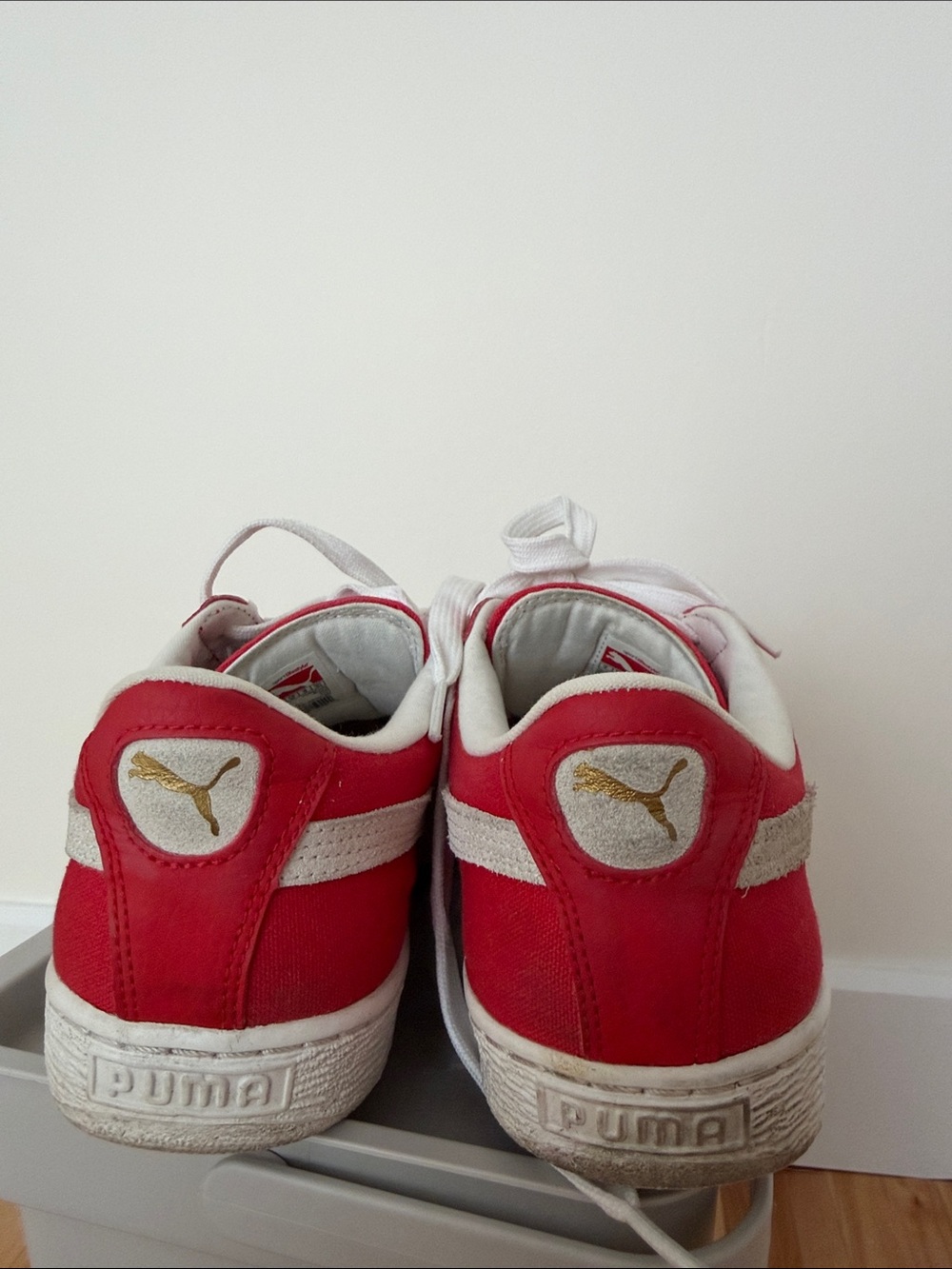Puma Red Canvas Low-Top Sneakers with White Formstrip - Picture 5 of 7